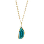 'ULTRA' Green Agate Long Gold Pendant Necklace