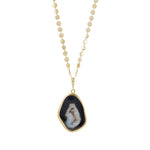 'ULTRA' Black Agate Long Gold Pendant Necklace