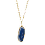 'ULTRA' Cobalt Blue Agate Long Gold Pendant Necklace