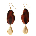‘Hold The Baby’ Brown Agate Statement Earrings