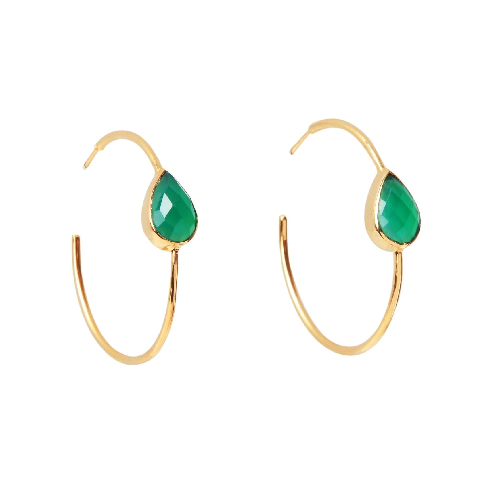 ‘Spring Life’ Green Gemstone Hoop Earrings