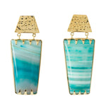 Aqua Green 'Determination' Gold Gemstone Earrings