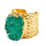 Green 'Crystal Crush' Gold Statement Ring