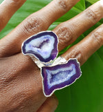 YAA YAA LONDON Silver Mega Ink Crystal Gemstone Statement Ring