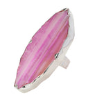 Sterling Silver 'GRANDE' Flamingo Pink Gemstone Adjustable Ring
