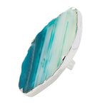 Sterling Silver 'GRANDE' Aqua Turquoise Gemstone Adjustable Ring