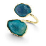 YAA YAA LONDON Blue Green Duo Gemstone Gold Ring