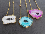 YYL LUXE ‘My First Love’ Gold Vermeil White Agate Crystal Necklace