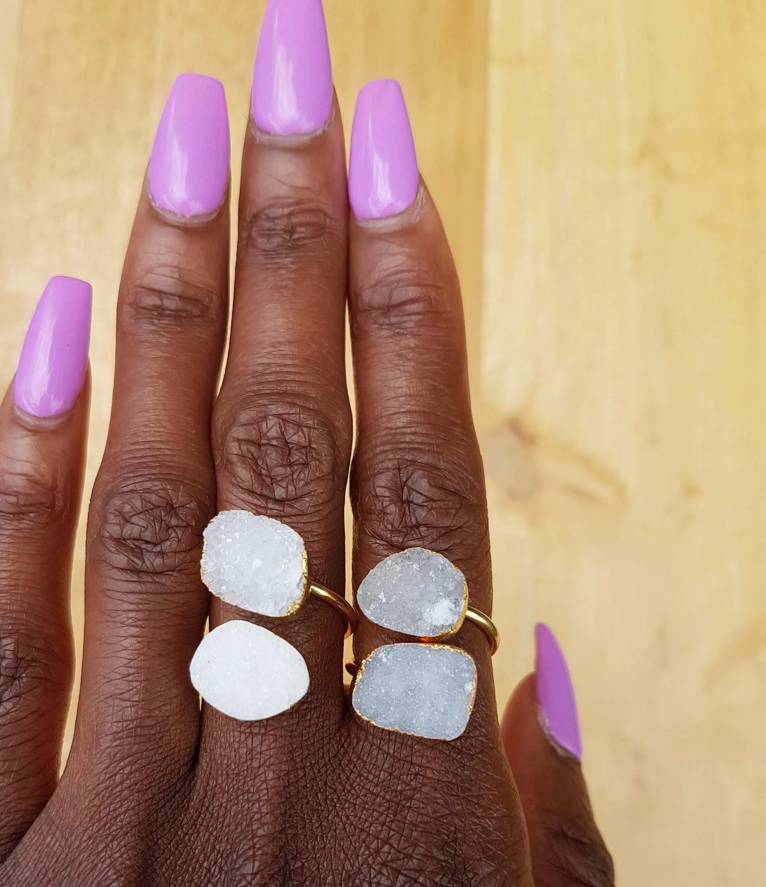 Natural White Druzy Colour Pop Gemstone Ring