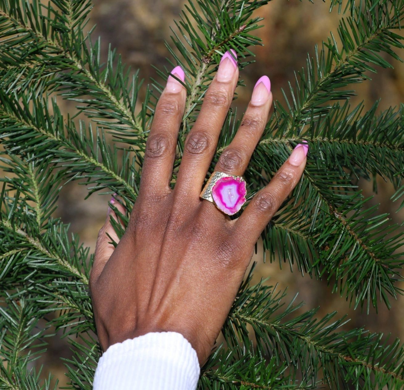 YAA YAA LONDON 'MEGA' Semi Precious Stone Gold Statement Ring