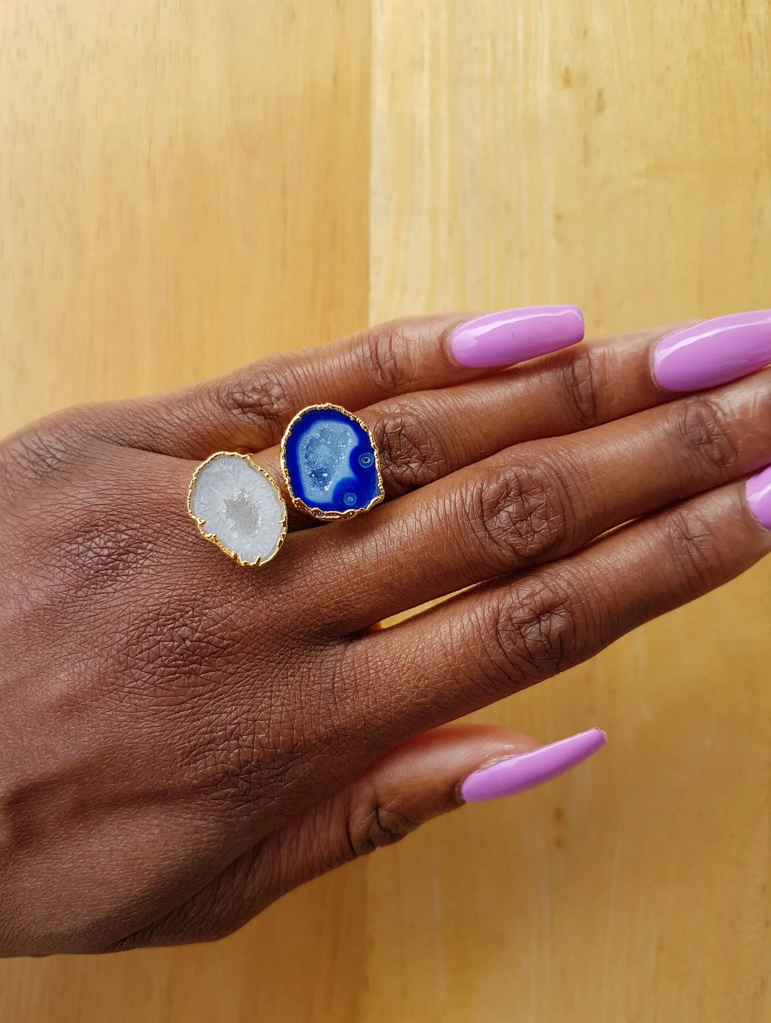 Blue and White 'Duo' Gemstone Gold Ring