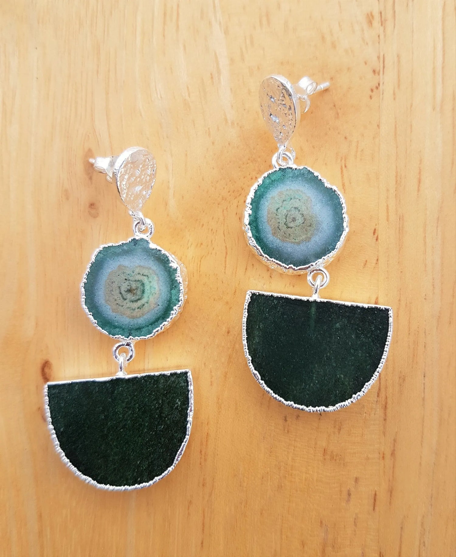 SAMPLE SALE - YYL LUXE Green Aventurine Solar Quartz Sterling Silver Earrings
