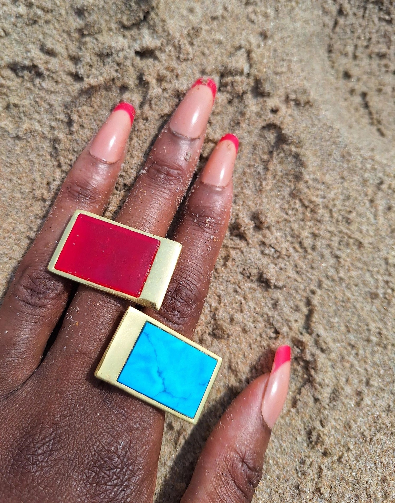 YYL LUXE 'Confidence' Turquoise Gemstone Gold Vermeil Ring