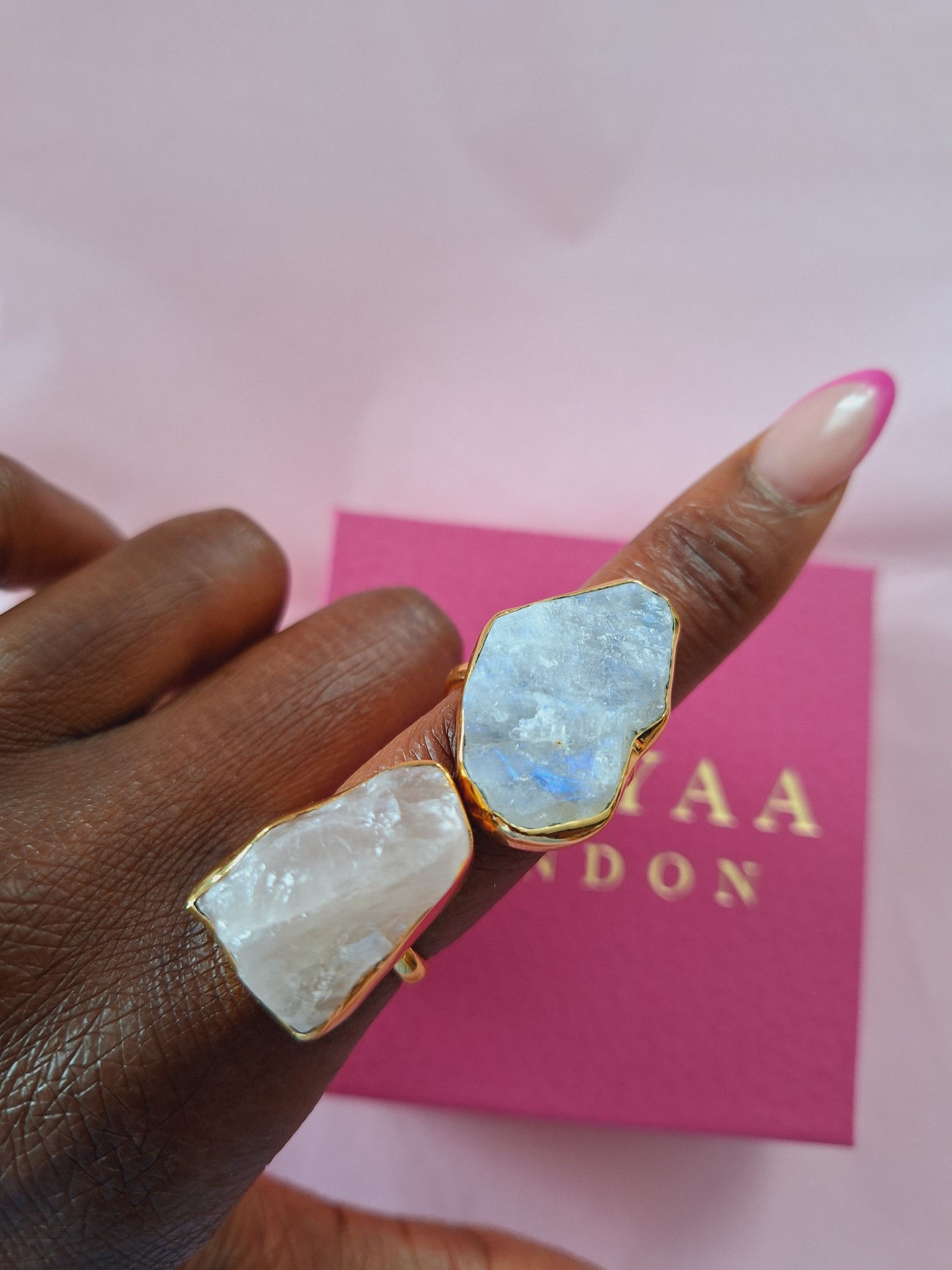 Quiet Luxury Irregular Rose Quartz Adjustable Gold Ring