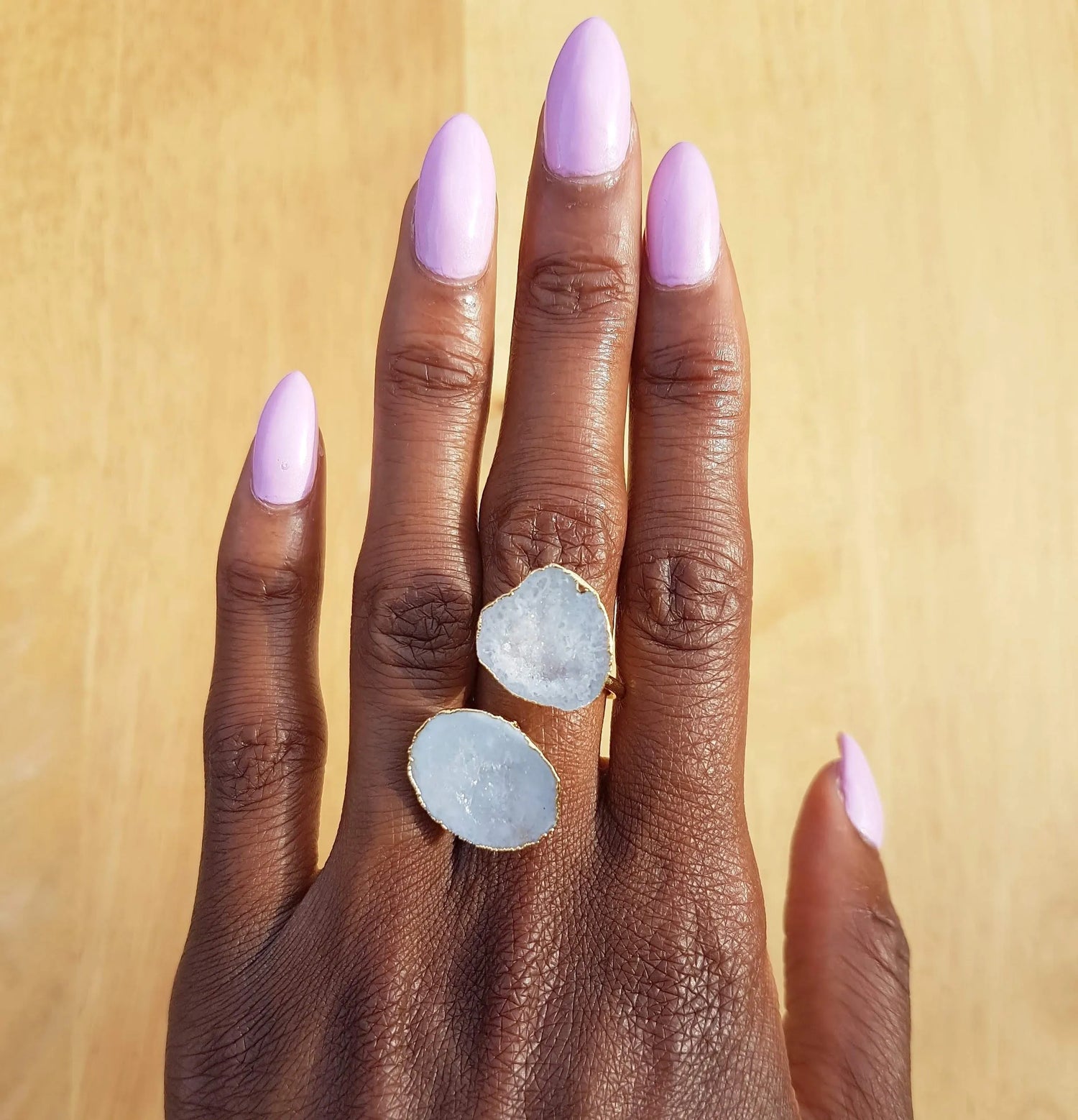 Natural White 'Duo' Semi-precious Stone Ring