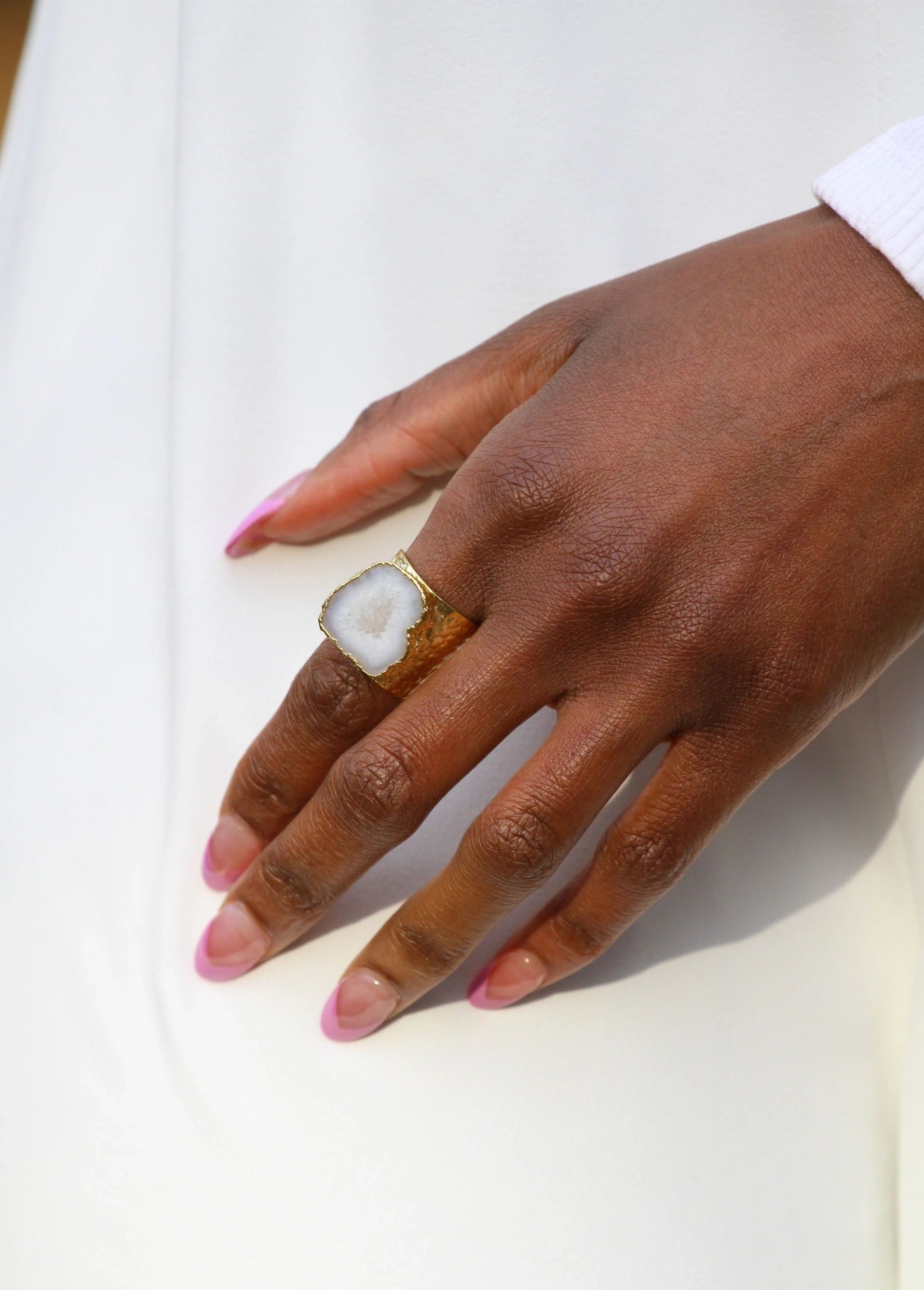 YAA YAA LONDON 'MEGA' Semi Precious Stone Gold Statement Ring