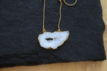 YYL LUXE ‘My First Love’ Gold Vermeil White Agate Crystal Necklace