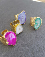 YAA YAA LONDON 'MEGA' Semi Precious Stone Gold Statement Ring