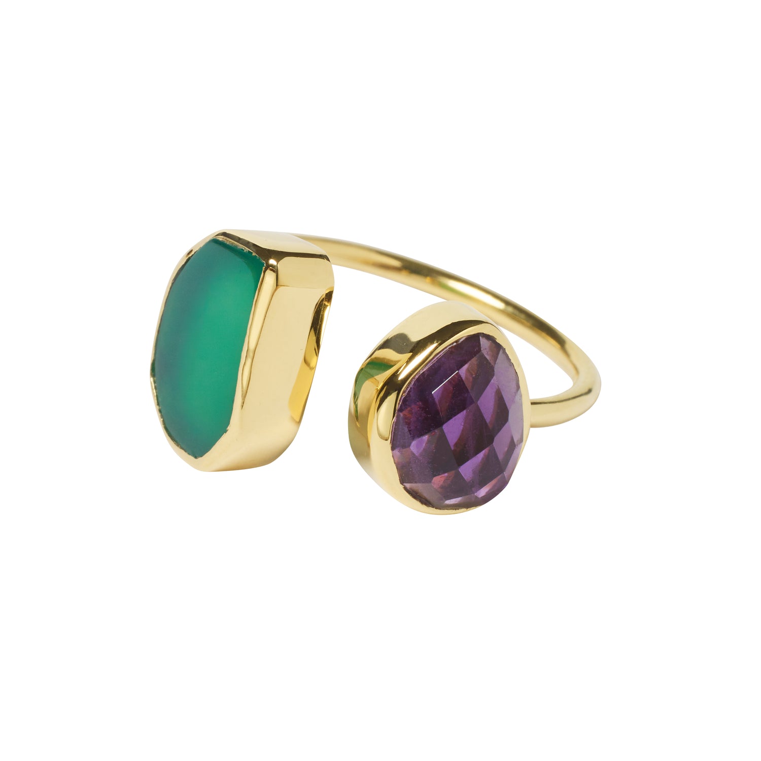 Colour Fusion Adjustable Ring - Amethyst & Green Onyx