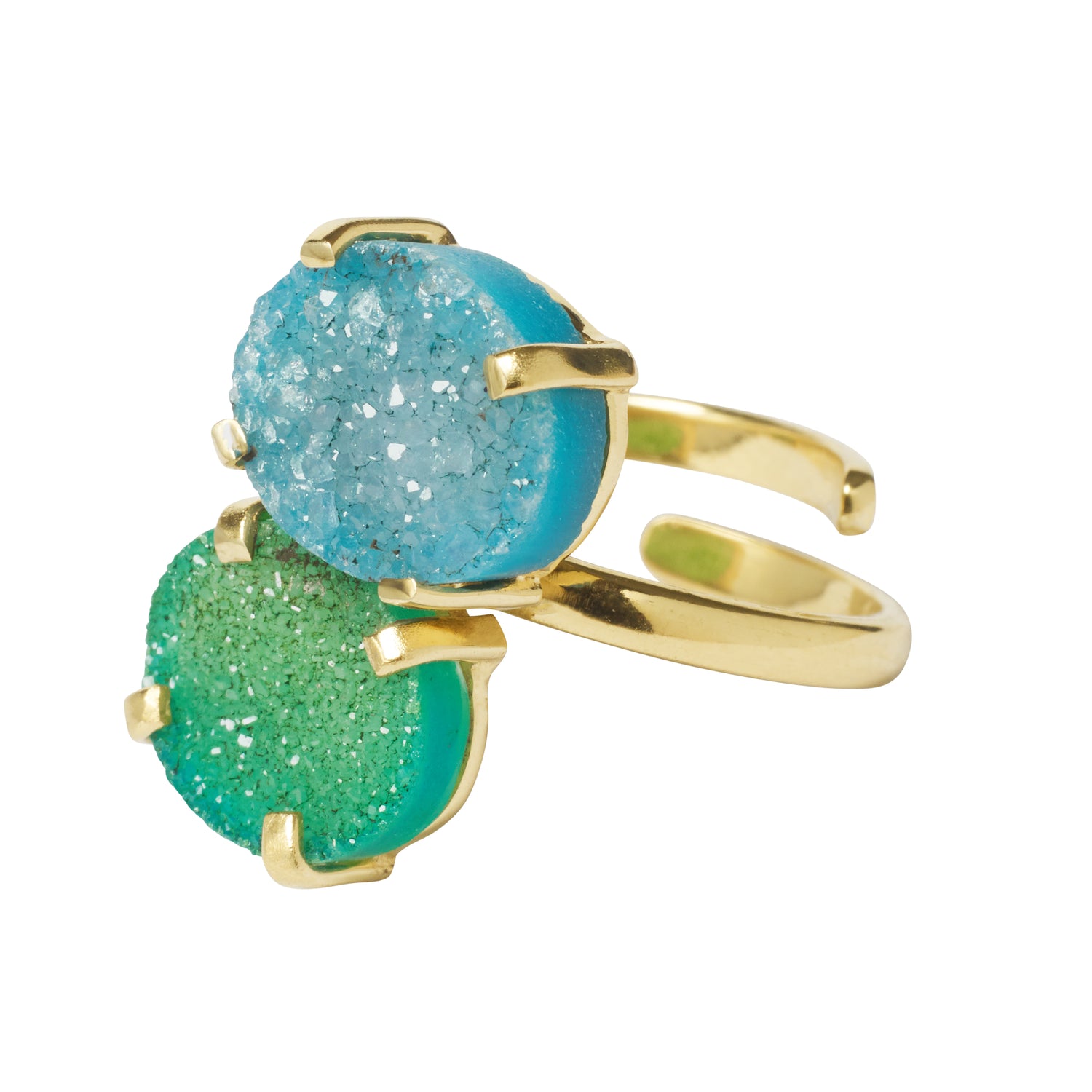 Colour Pop Lux Adjustable Ring - Blue/Light Green