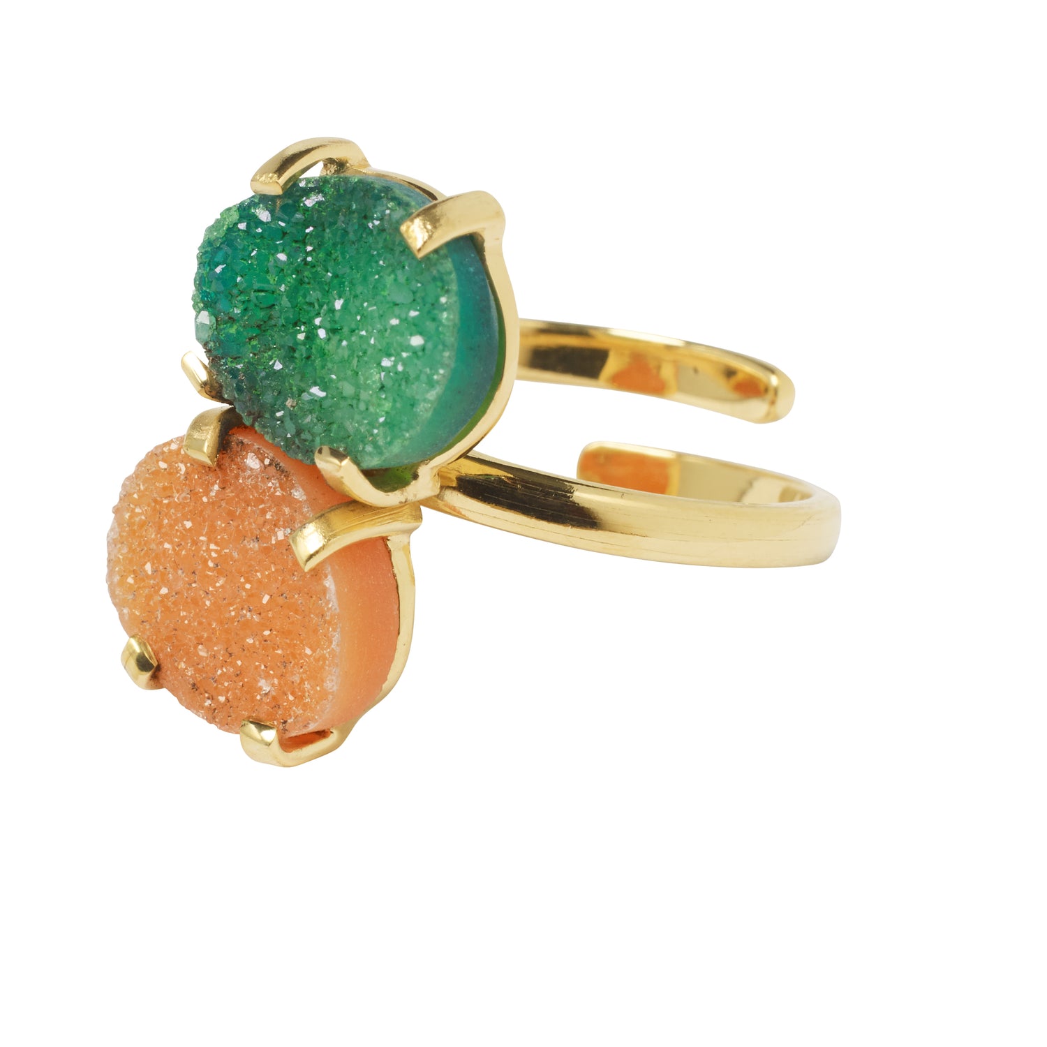 Colour Pop Lux Adjustable Ring - Orange/Green