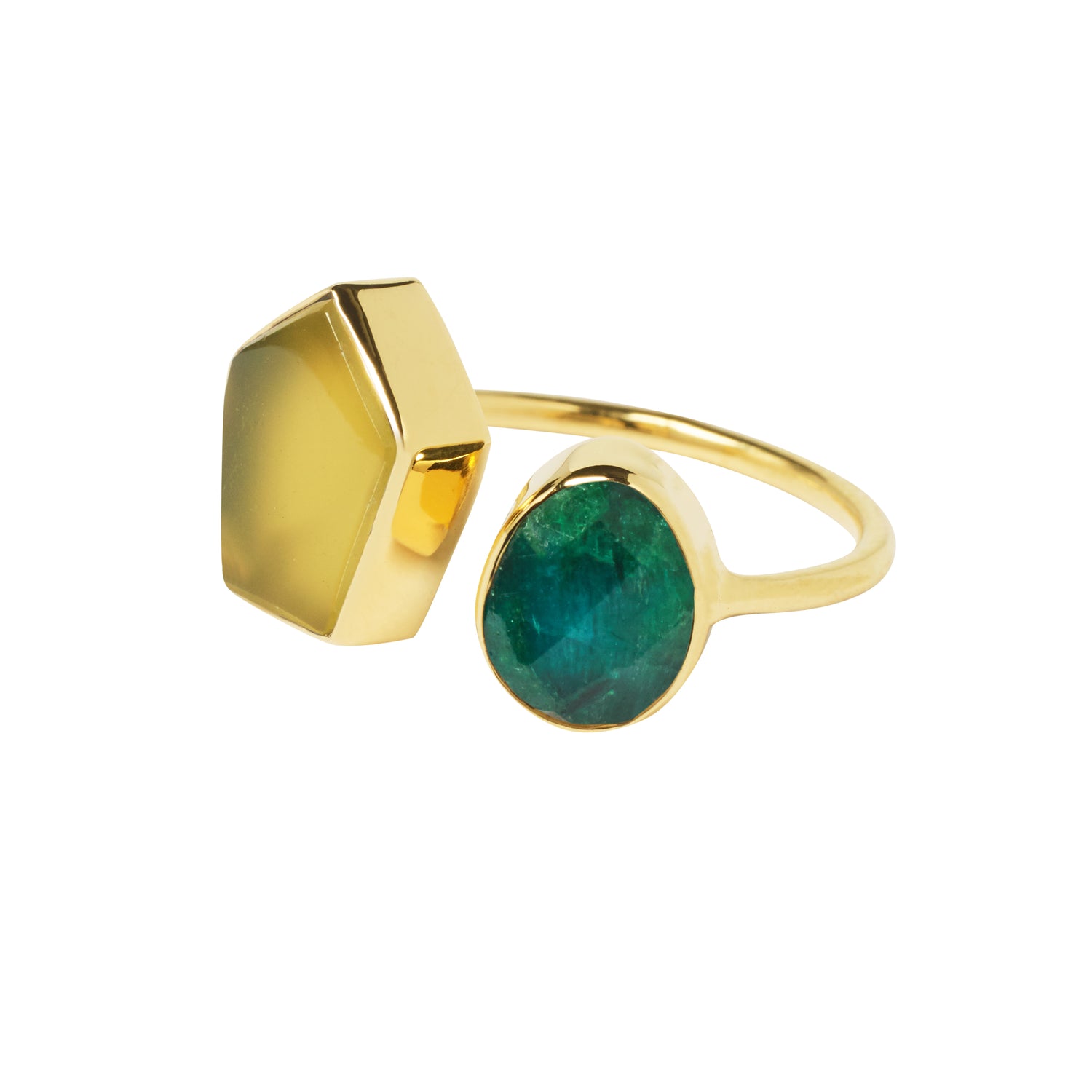 Colour Fusion Adjustable Ring - Green Sillimanite / Yellow Chalcedony