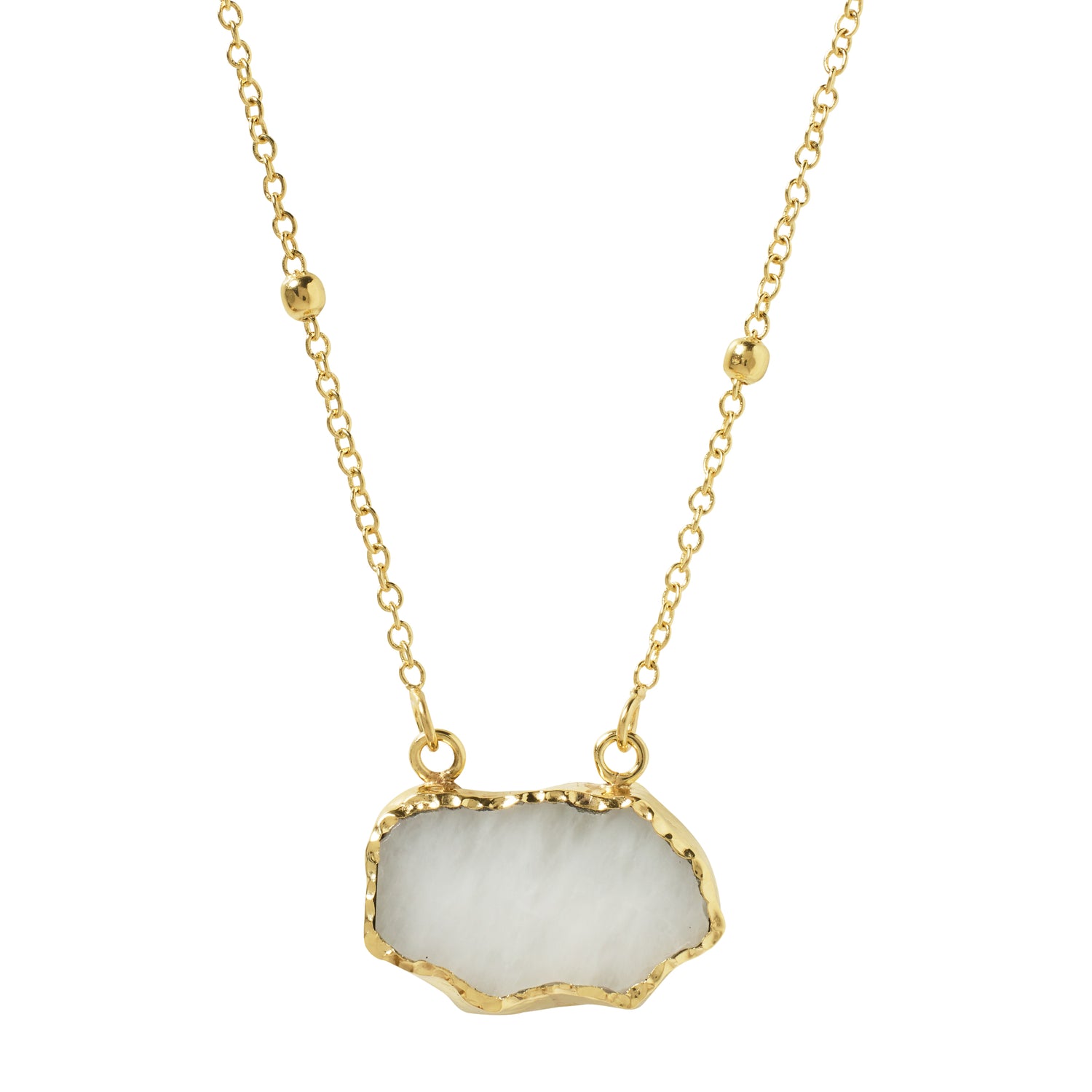 True Love Gemstone Gold Bead Necklace - White Agate