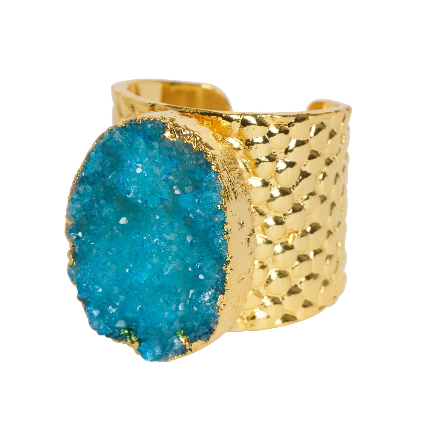Sky Blue 'Crystal Crush' Gold Statement Ring