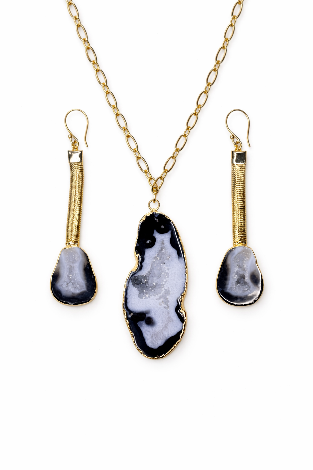 'Chunky And I Like It' long gemstone Black pendant necklace
