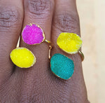 Emerald Green and Sunny Yellow Semi Precious Gold Ring