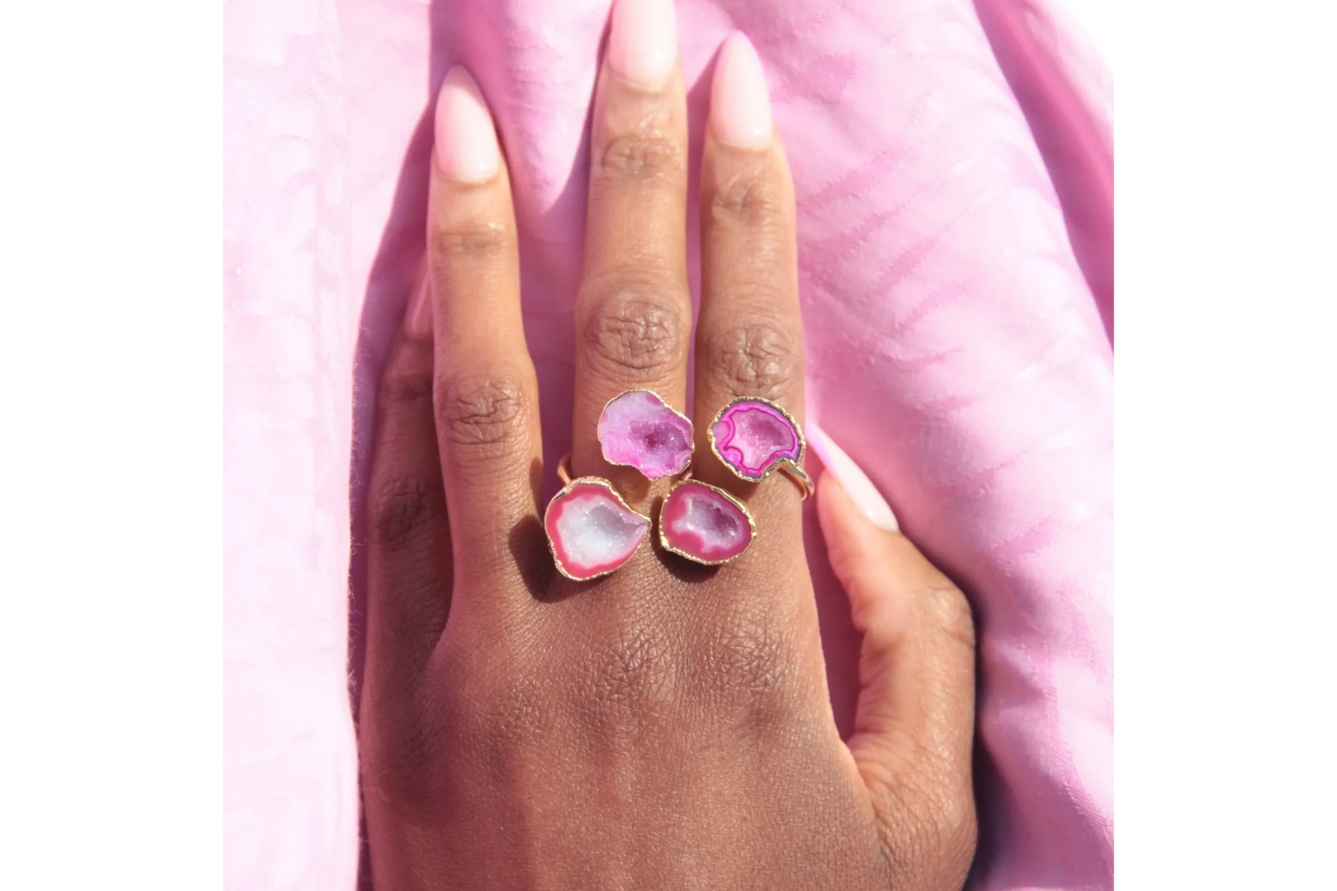 Berry 'Duo' Crystal Adjustable Gold Ring