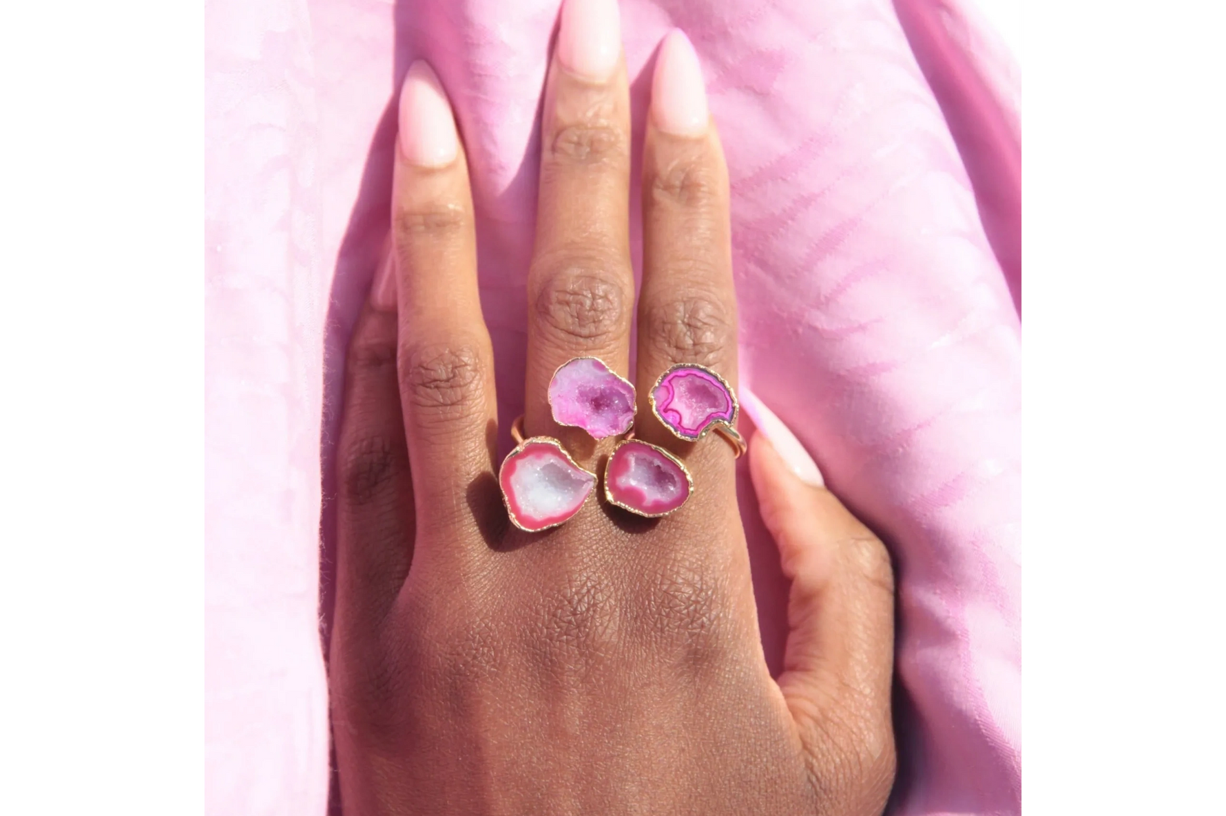 Berry 'Duo' Crystal Adjustable Gold Ring