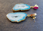 YAA YAA LONDON Blue Pink Agate 'African Slice' Earrings