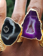 YAA YAA LONDON 'MEGA' Deep Purple Semi Precious Stone Gold Statement Ring