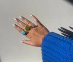'Happy' Rose Quartz Gemstone Gold Ring