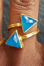 YYL LUXE ‘Ebien’ Gemstone Adjustable Gold Vermeil Rings