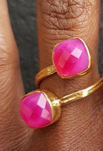 YYL LUXE ‘Ebien’ Gemstone Adjustable Gold Vermeil Rings