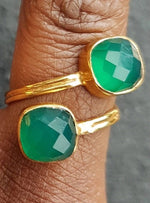 YYL LUXE ‘Ebien’ Gemstone Adjustable Gold Vermeil Rings