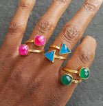YYL LUXE ‘Ebien’ Gemstone Adjustable Gold Vermeil Rings