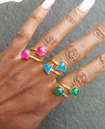 YYL LUXE ‘Ebien’ Gemstone Adjustable Gold Vermeil Rings