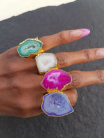 YAA YAA LONDON 'MEGA' Semi Precious Stone Gold Statement Ring
