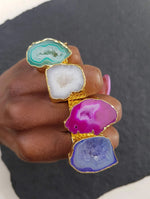 YAA YAA LONDON 'MEGA' Semi Precious Stone Gold Statement Ring