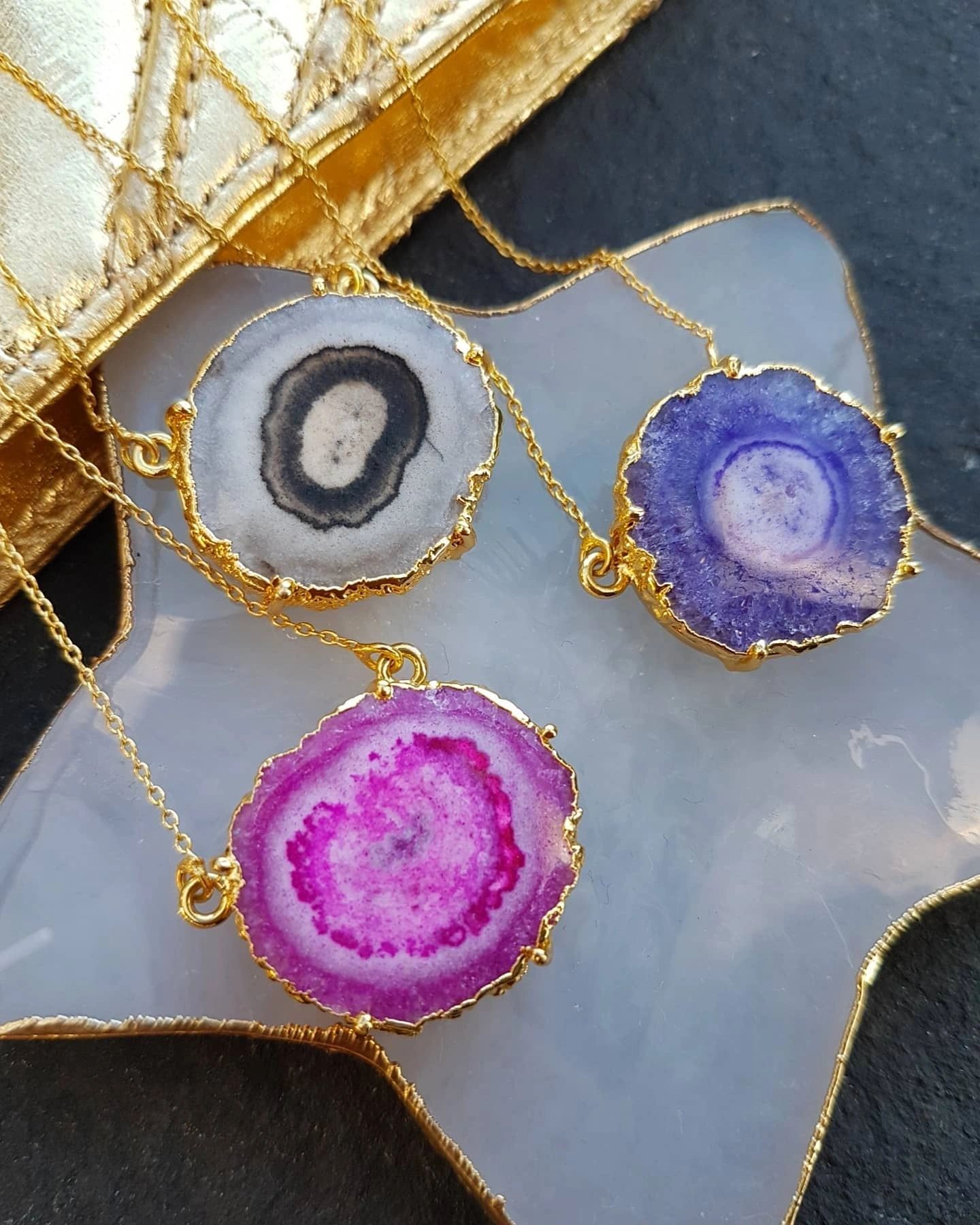 YYL LUXE Purple 'Solar Power' Gold Vermeil Gemstone Necklace