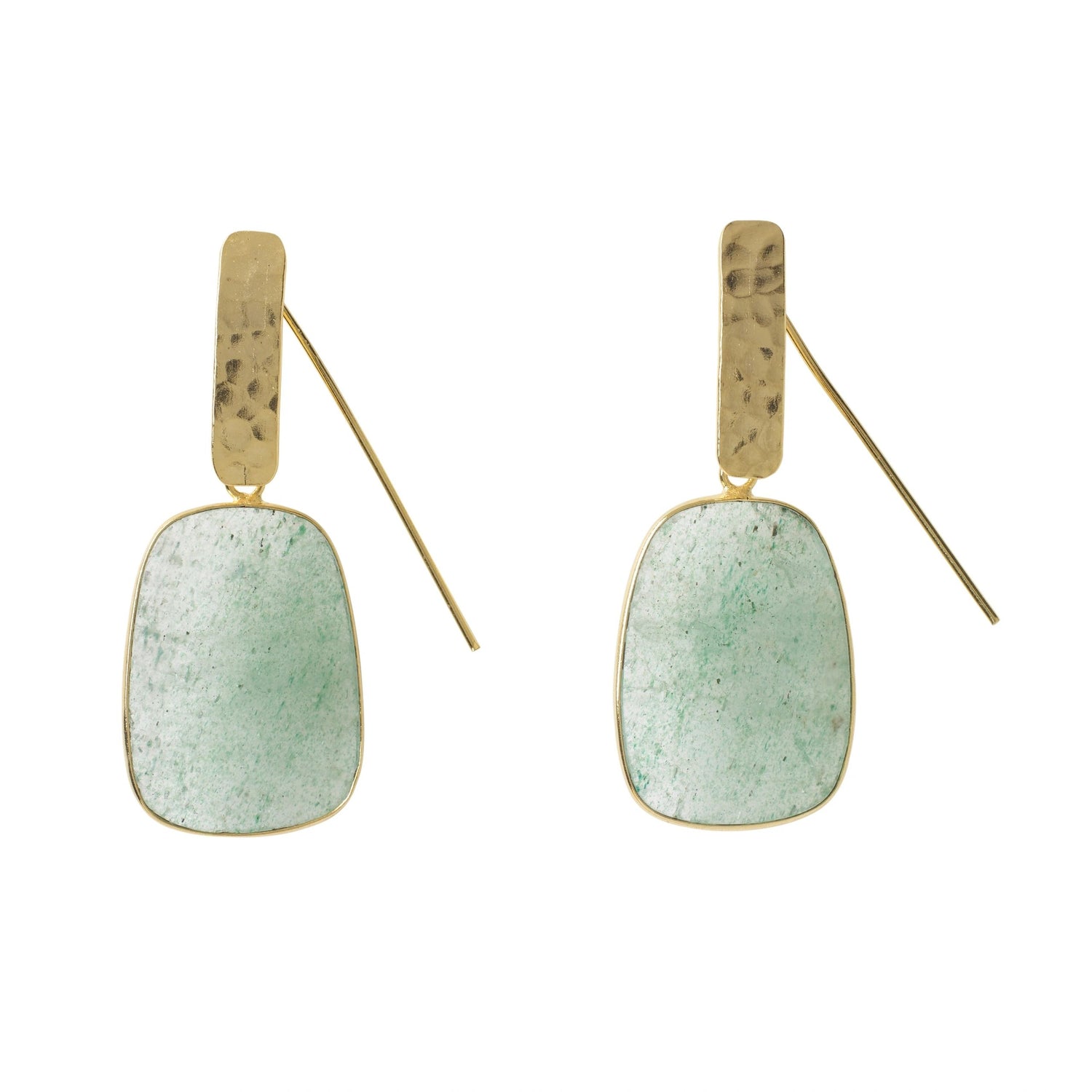Green Strawberry Quartz 'Egypt' Gold Earrings