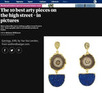 Grey Solar Quartz Navy Blue Druzy Gold Earrings