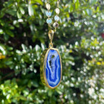 'ULTRA' Cobalt Blue Agate Long Gold Pendant Necklace