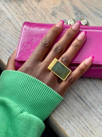 YYL LUXE 'Confidence' Green Quartz Gemstone Gold Vermeil Ring