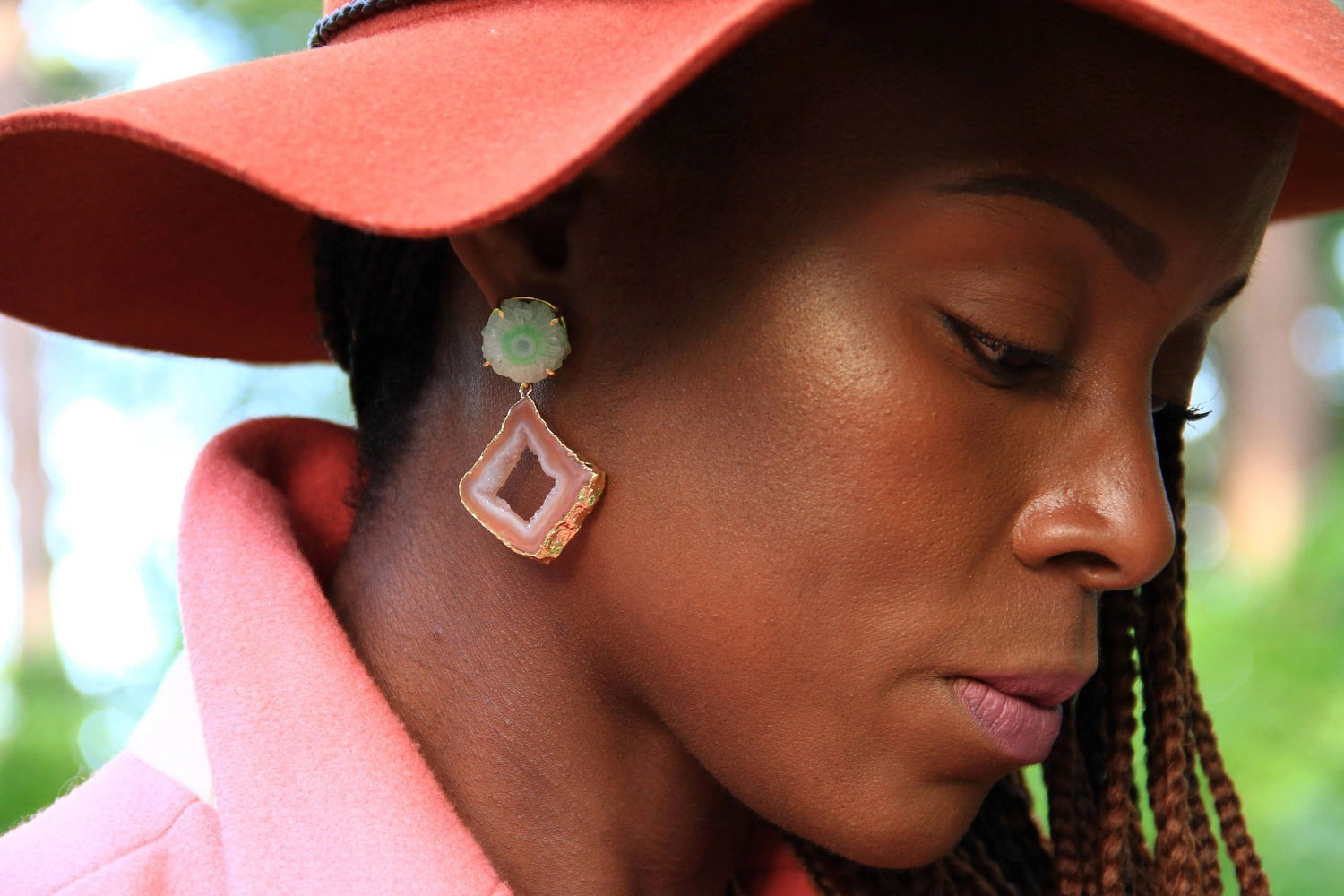 YAA YAA LONDON Caramel Green Gemstone 'Summer Love' Earrings