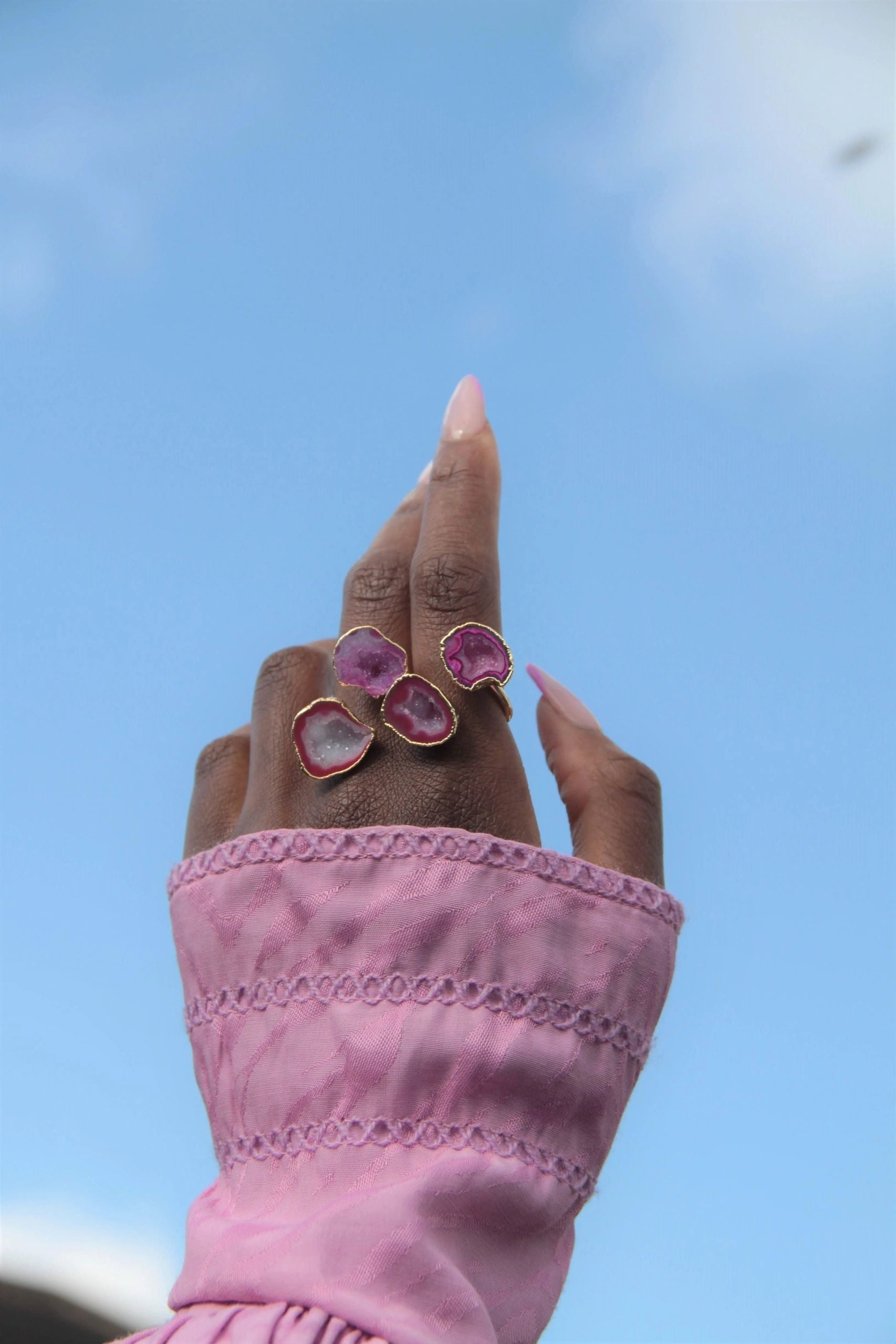 Berry 'Duo' Crystal Adjustable Gold Ring