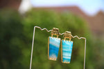 Aqua Green 'Determination' Gold Gemstone Earrings